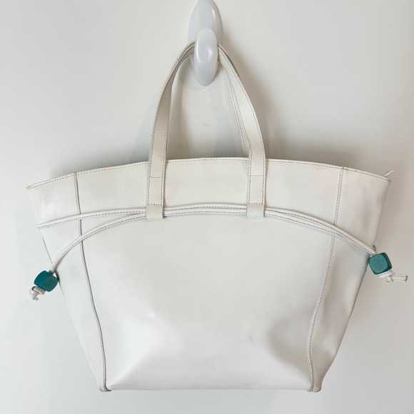 Claudia Firenze Leather Tote Bag Fish Print Turquoise Accent - Picture 2 of 10